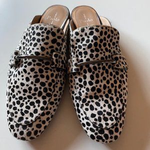 Linea Paola White/Black Calf Hair Flat Mule Size 11